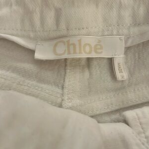 Chloe White High Rise Skinny  Lace Up Fly Pants Women's size 40 Large